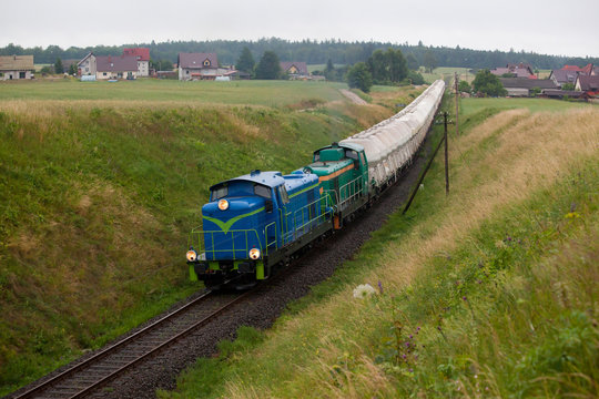 Fototapeta Freight diesel train
