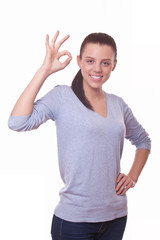 woman showing ok sign