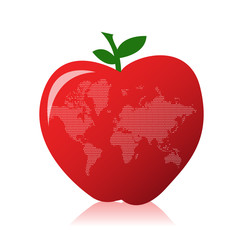 apple and world map