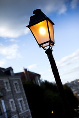 Fototapeta na wymiar Paryż, Montmartre, lampa, światło, miasto, Francja