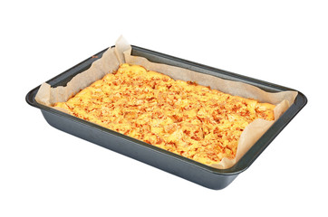 Apple pie baking sheet, isolated on white background