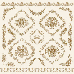 Set of vector damask ornaments.