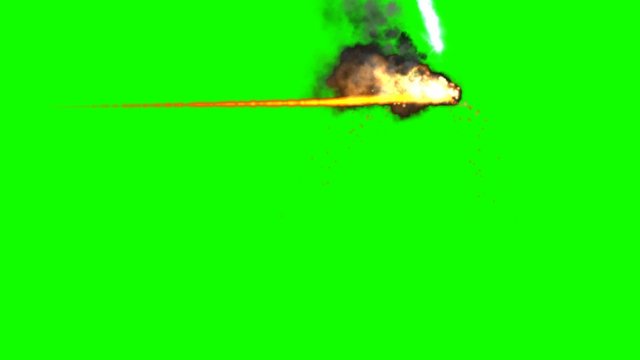 Lightning strike, leaving the lava behind with green screen