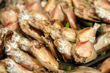 Closeup traditional solar dried fish