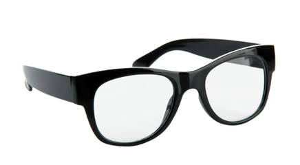 black glasses, isolated on white