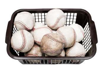 Basket of baseballs