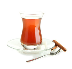 glass of Turkish tea, isolated on white