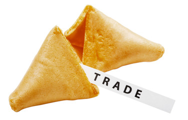 TRADE label with fortune cookie