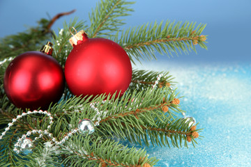 beautiful christmas composition on blue background