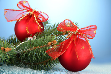 beautiful christmas composition on blue background