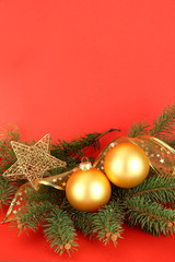 beautiful christmas composition on red background