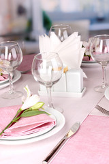 Elegant table setting in restaurant