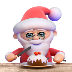 Santa eays his Christmas pudding