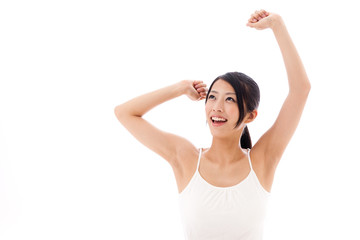 Naklejka na ściany i meble beauty image of attractive asian woman on white background