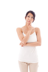 beauty image of attractive asian woman on white background
