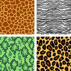 Animal print seamless patterns set, vector