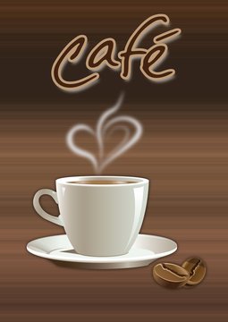 Kaffeetasse mit Herz Kaffebohne