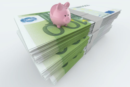 Euro Moneystack with piggy bank