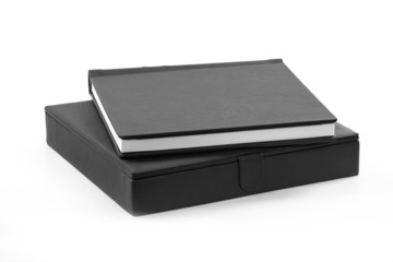 book in a black leather box