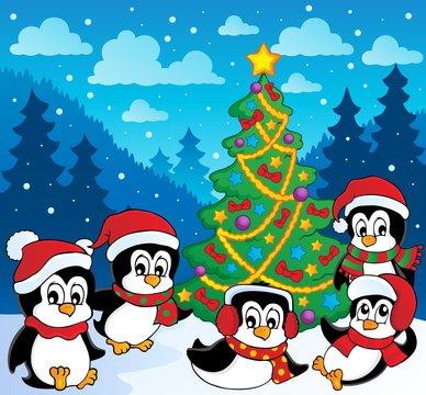 Winter theme with penguins 3