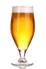 Glass of beer isolated on white