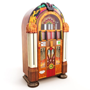 Retro Vintage Jukebox On A White Background