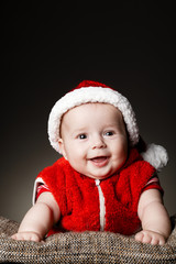 sweet baby with santa hat