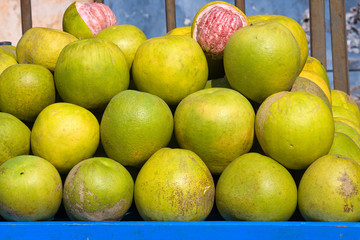 Pomelo fruit in market, India.