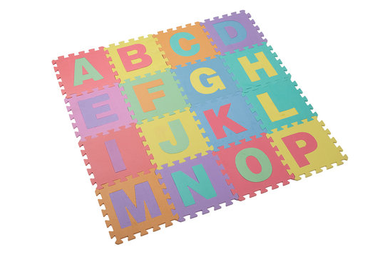 toy puzzle in textured foam for  learning english alphabet
