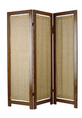 A fabric partition with a wooden frame for home decoration