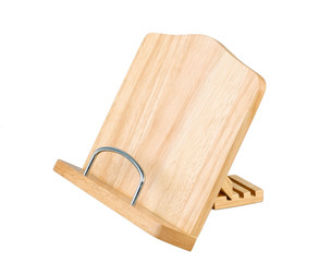 A wooden cook book stand for you to learn cooking