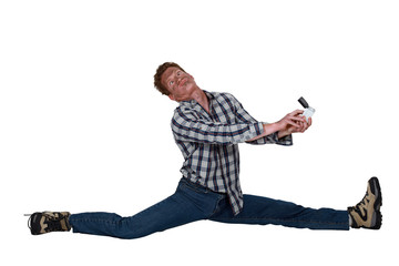 Naklejka premium Man getting an electric shock