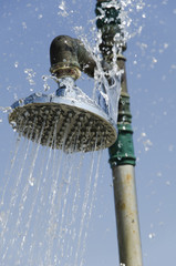 Beach shower with pipe