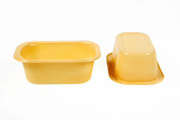 Yellow Food Tray on White Background