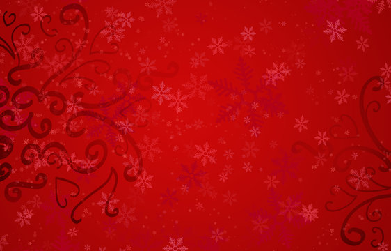 Beautiful snowflake red Christmas background with copyspace