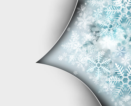 Beautiful snowflake Christmas background with white paper copysp