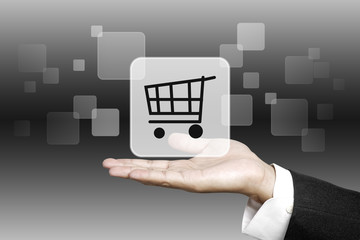 Selected button icons on business hand