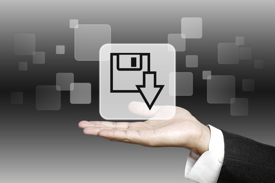 Selected button icons on business hand