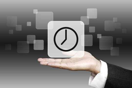 Selected button icons on business hand