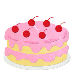 Rice paper cut pink strawberry cake