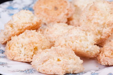 close up coconut cookies on the plate