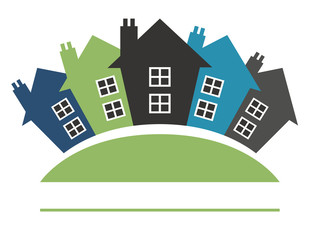 Houses or real estate on a a hill design.