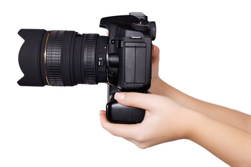 camera in hand isolated