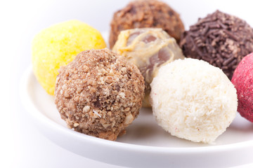 closeup chocolate truffles