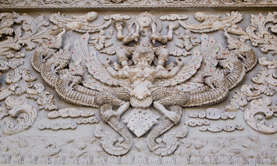 White garuda molding art in Traditional Thai style