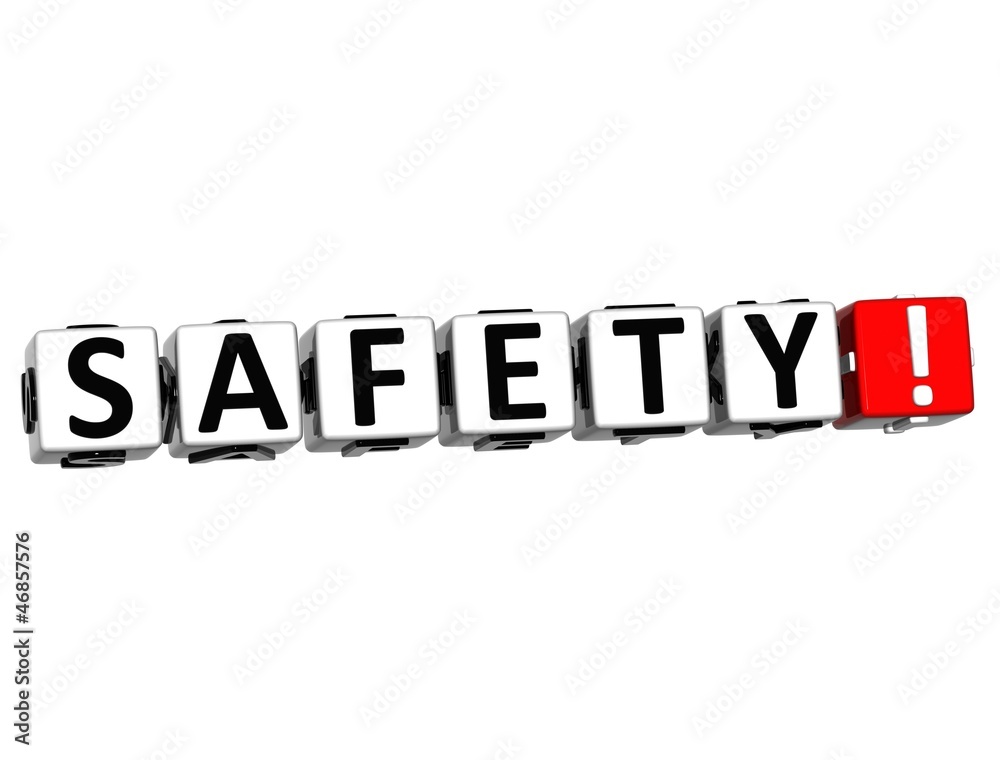 Poster 3d safety button click here block text