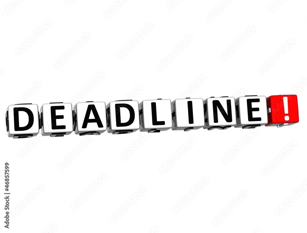 Poster 3d deadline button click here block text