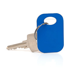 Hotel key isolated on white background.