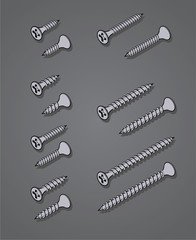 technical drawing of screws in isometric view
