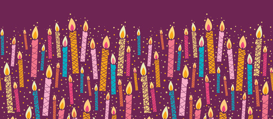 Vector colorful birthday candles horizontal seamless pattern